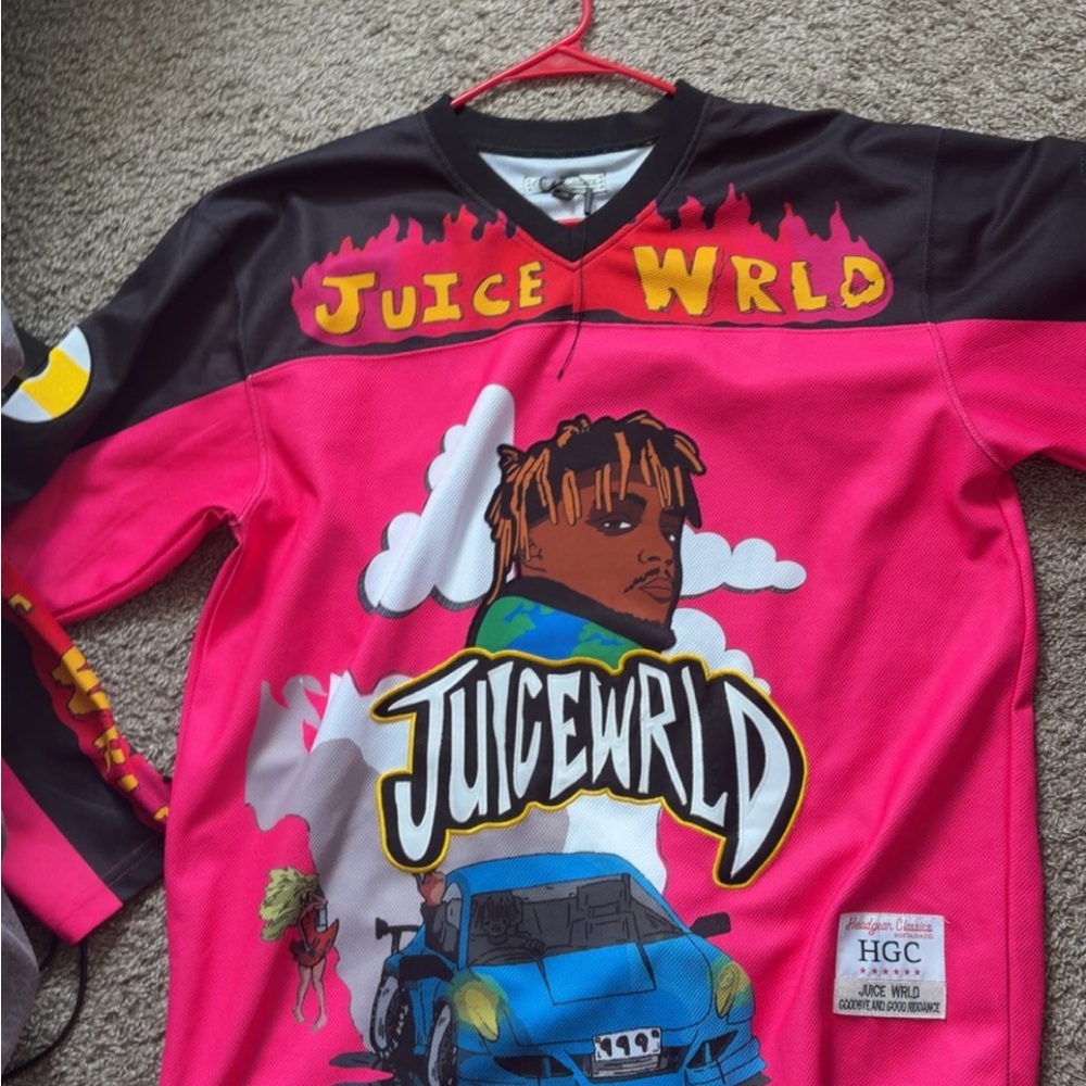 Nostalgia Juice WRLD Hockey Jersey in Hot Pink and Black XXL